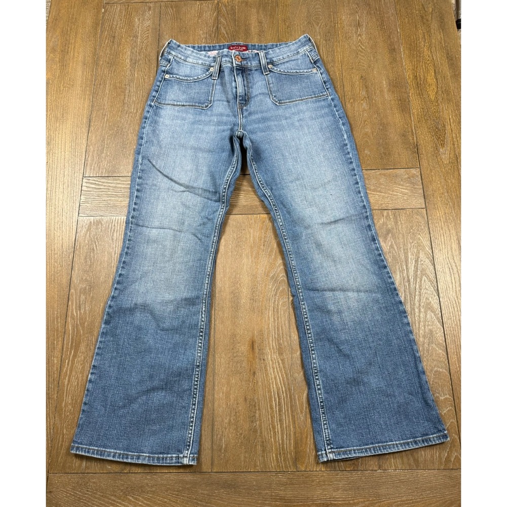Levi's 515 Bootcut Jeans Women's 8P Medium Blue Denim Button Flap Patch Pockets
